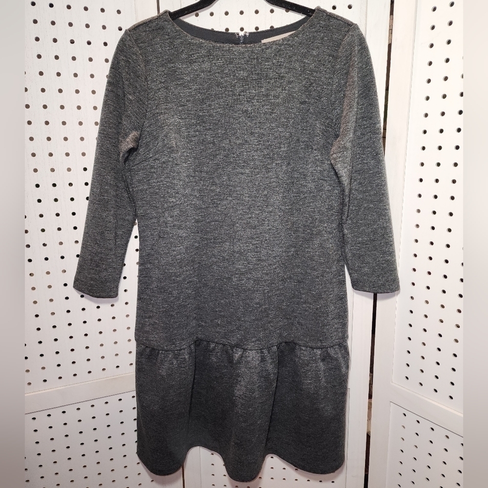 Loft Peplum Sweater Dress Small Petite Gray  NEW